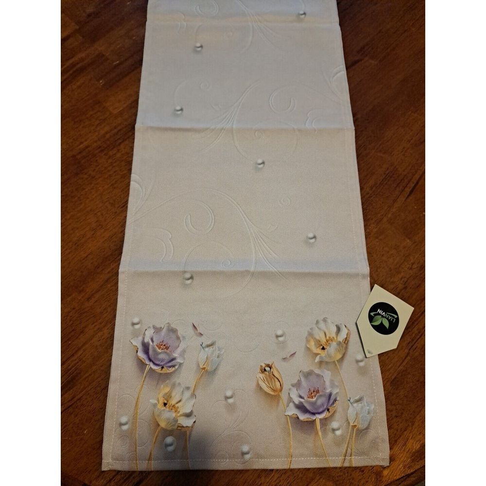 Table Runner Flowees, Swirls & Pearls Table Decorations 13'' x 72''